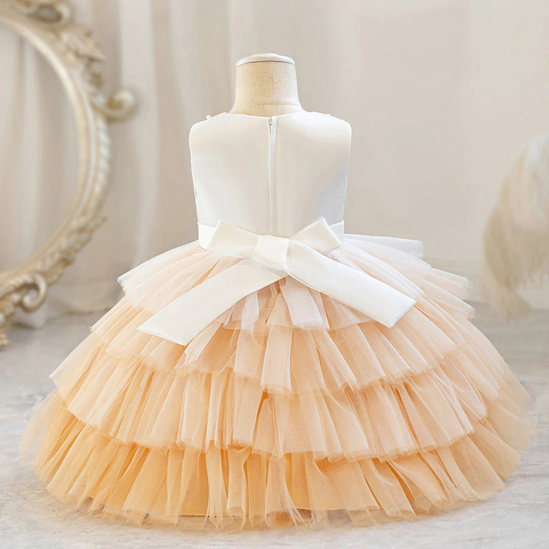 Baby Girl's Lace cake Dresses Birthday Party Dress Flower Girl Princess Dress