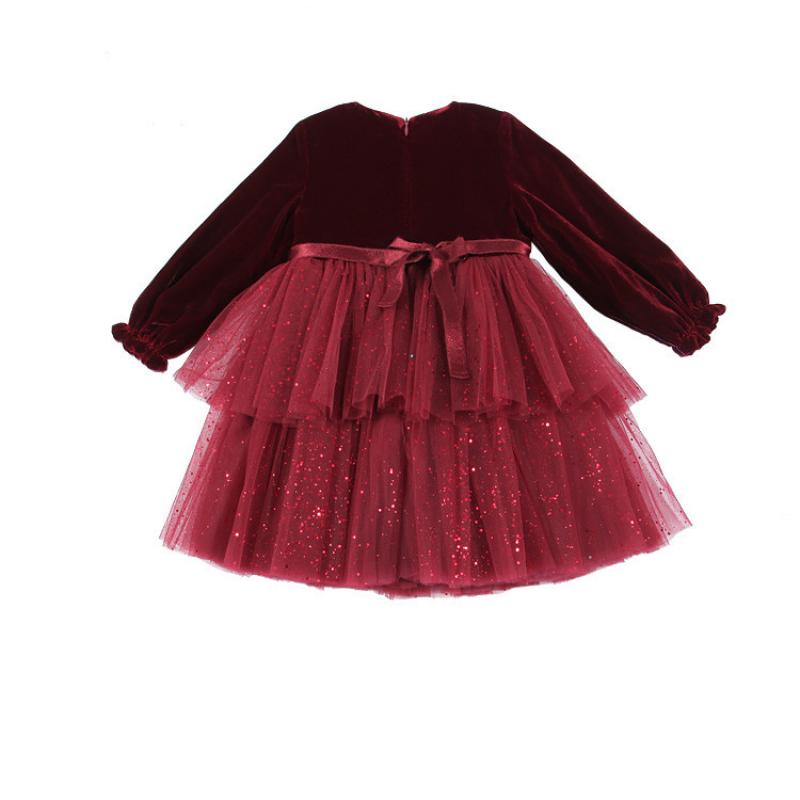 Christmas Formal Dress for Kids Girl Children Girls Patchwork Red Tulle Layered Ball Gown for Pageant Ceremony Carnival
