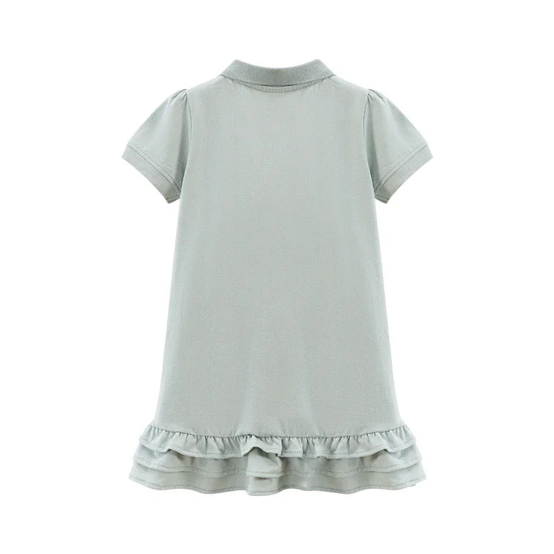 Princess Short Sleeve New Arrival Kids Girls Dresses Collar Buttons Toddler Party Birthday Town Dresses