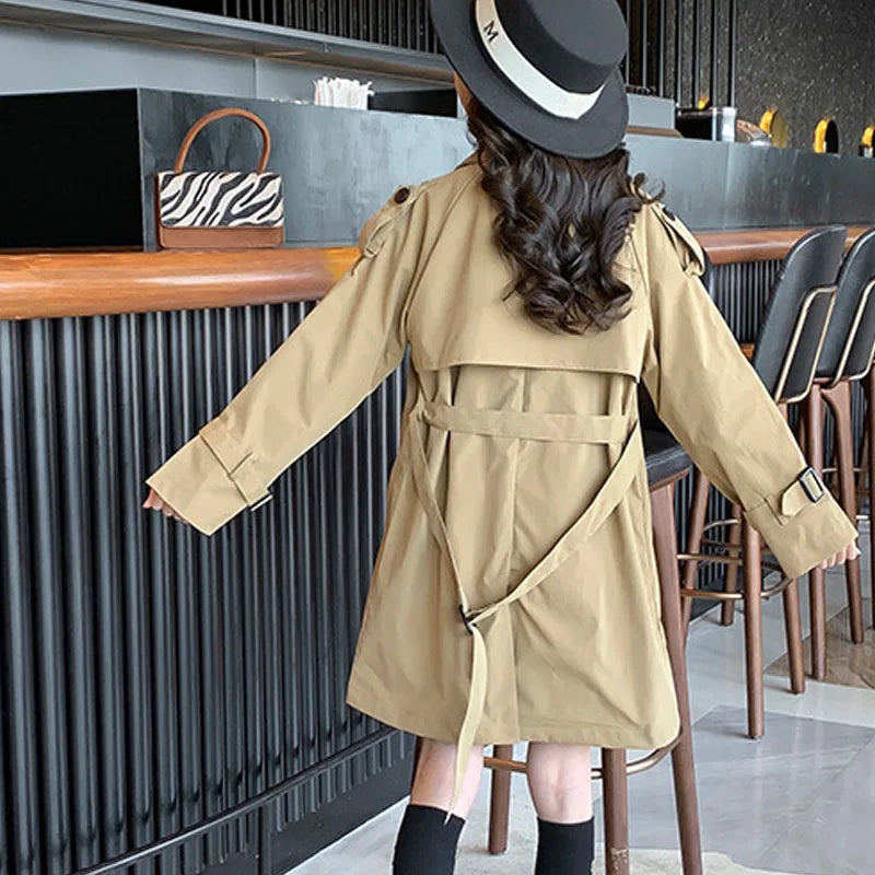Toddler Girls Clothes Spring Autumn Long Sleeve Trench Coats Children Solid Outerwear with Kids Costume
