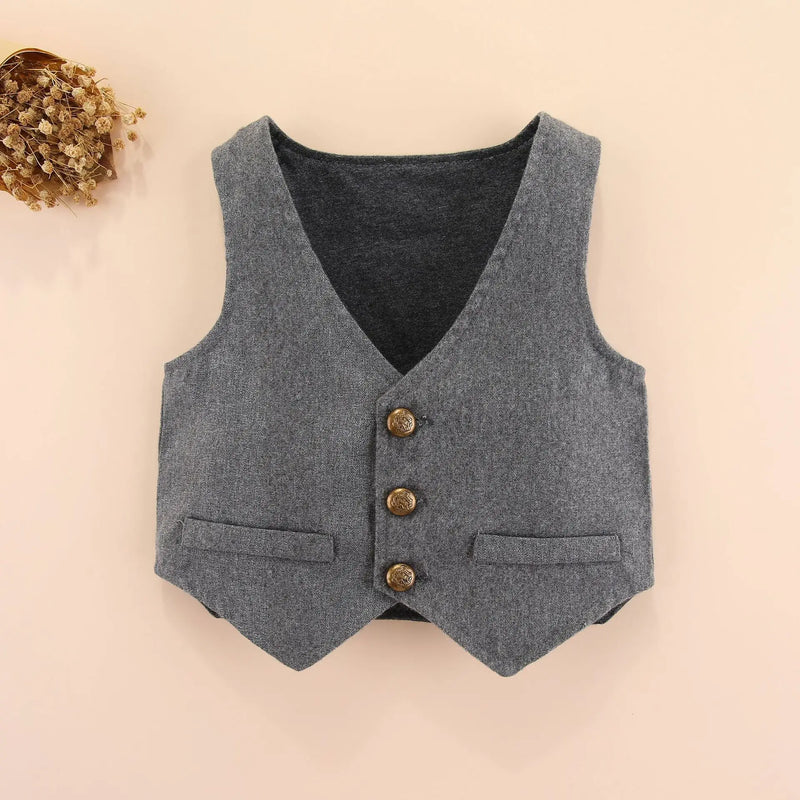 Spring Baby Rompers Gentleman Infant Boys Jumpsuits Kids Clothes Baby Outfits with Waistcoat