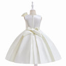 Bridesmaid Dress Sweet Girl's Green Party Dresses For Weddings Bow Embroidery Performance Clothes