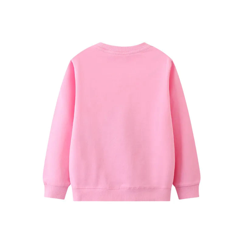 Unicorn Embroidery Autumn Winter Pink Grey Girls Sweatshirts Cotton Children's Costume