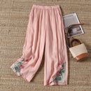 Summer Loose Fit Embroidered Casual Pants Women Female Clothing
