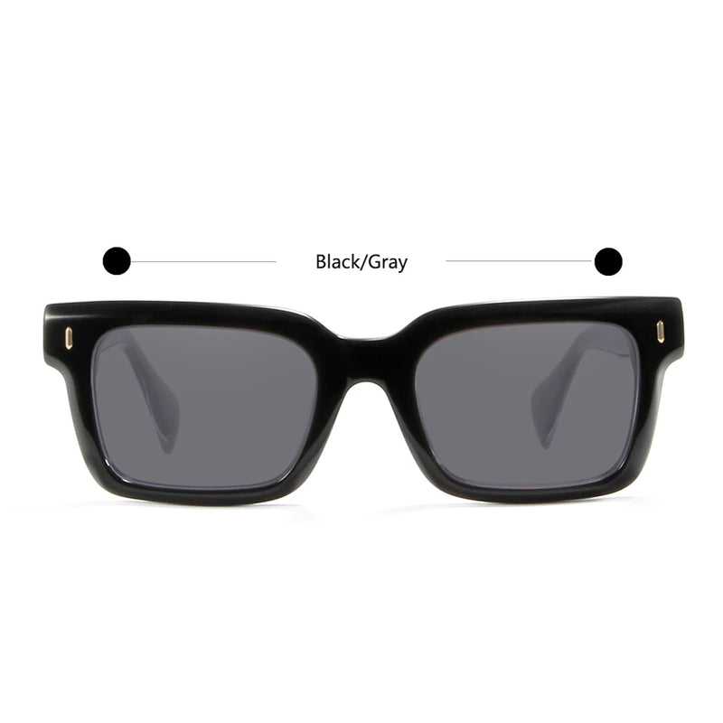 Handmade Acetate Square Sunglasses Men High Street Style Rivet Chunky Rectangle Glasses Women UV400