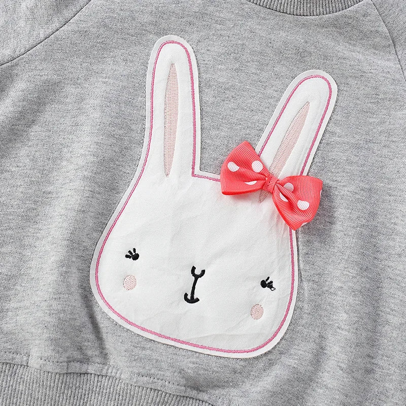Girls Rabbits Sweatshirts For Autumn Spring Toddler Kids Clothes Children's Hooded Shirts