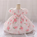 Baby Girls Dress Flower Infant Birthday Dresses Puff Sleeve Christening Gowns Baby Baptism Clothes Party Wedding Dresses