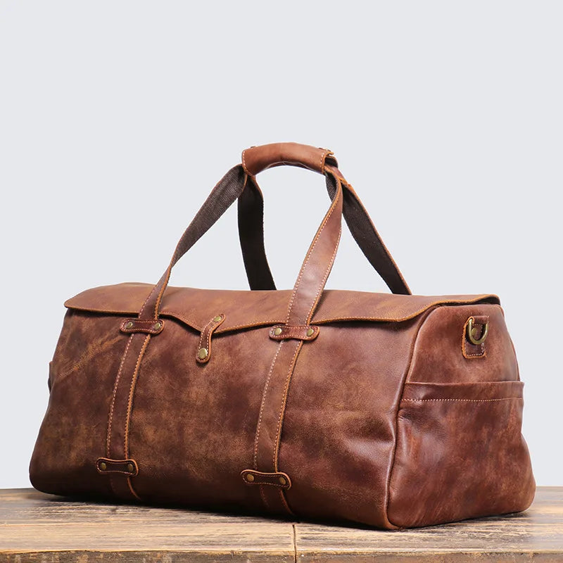 Retro men's leather portable travel bag leather one shoulder crossbody bag luggage bag