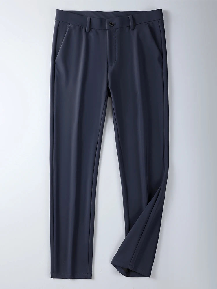 Autumn Men's Pants Stretched Business Casual Work Straight Long Slacks Male Suit Trousers
