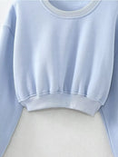 Autumn Women Basic Crop Sweatshirt Long Sleeve Female Loose Casual Pullovers