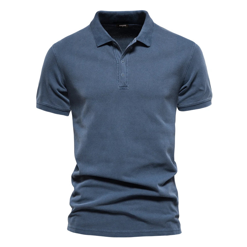 Cotton Solid Men's Polo Shirts Casual Short Sleeve Turndown Men's Shirts Fashion Streetwear Polos for Men
