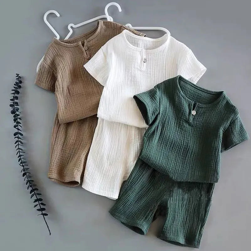 Summer Children Clothes Sets Linen Sports Clothes for Baby Girl Boy Clothing Sets
