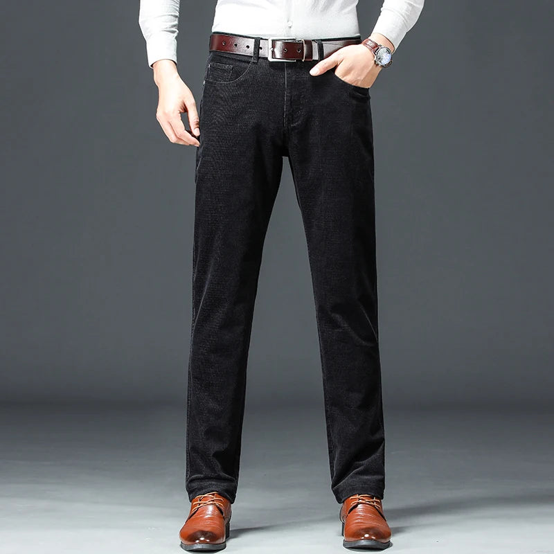Men's Corduroy Pants Business Stretch Autumn Winter Casual Comfortable Male Classic Trousers