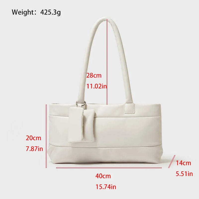 Quilted Padded Women Shoulder Bags Designer Big Handle Handbags Soft Leather Puffy Bag Underarm Tote Bag Summer