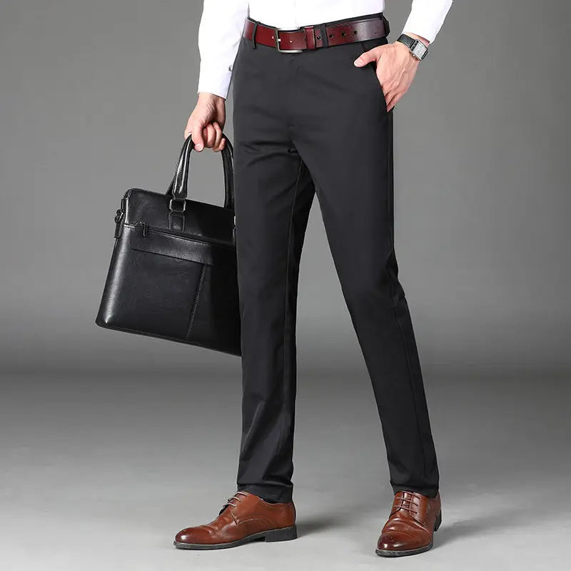 Men Business Office Suit Pants Spring Summer Streetwear Male Clothing Loose Solid Casual Straight Full Trousers