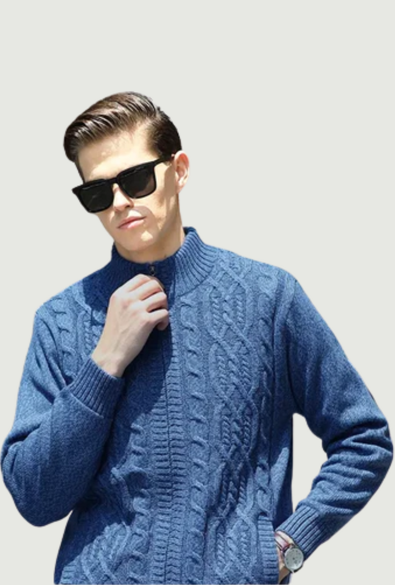 Thicken Warm Cashmere Wool Liner Winter Sweater Men Turtleneck Flower Pattern Male Winter Cardigan Outwear