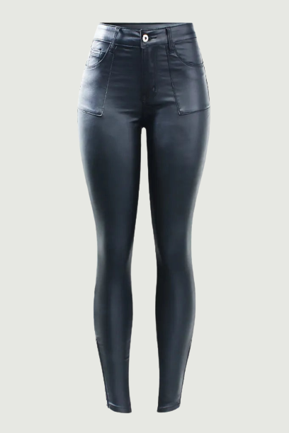 Street Black Leather Warm Fleece Pants Women Trousers Jeans For Women Trend