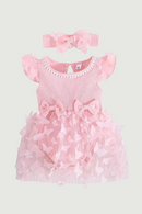 Baby Girl Romper Flower Lace Princess Pagenat Party Birthday Jumpsuit Headband Infantil Toddler Overalls Tops