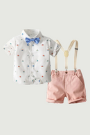 Baby Boy Set Toddler Kids Clothes Children Short Sleeve Shirt Suspender Bow Tie Shorts Kids Casual Suits