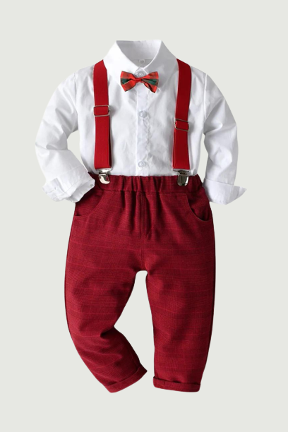 Autumn Winter Toddler Boys Clothing Set Children's Formal White Shirt Tops Kids Christmas Outfits