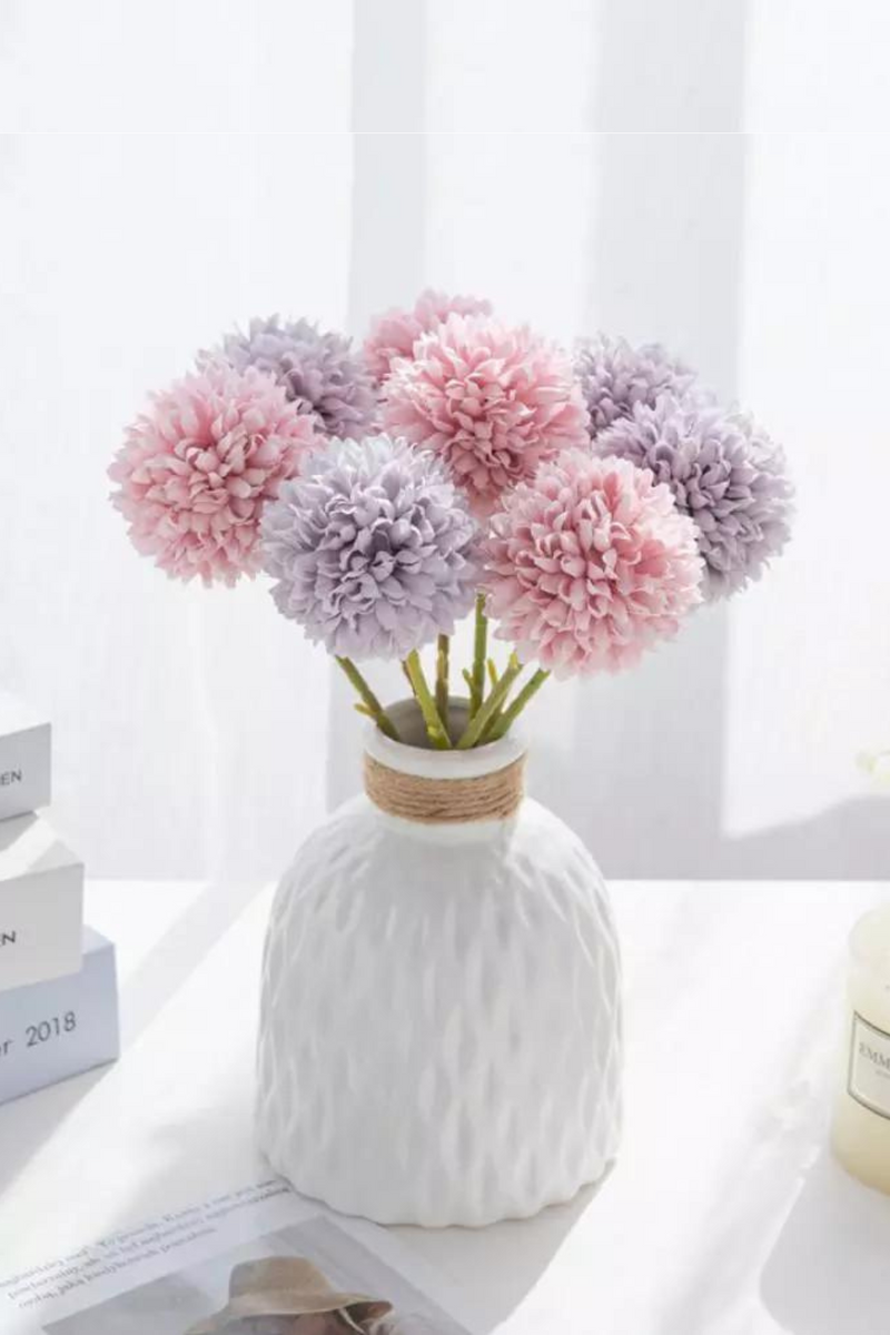5Pcs Silk Ball Chrysanthemum Wedding Artificial Flower Christmas Decor Vase for Home Scrapbooking Flower Arrangement Accessories