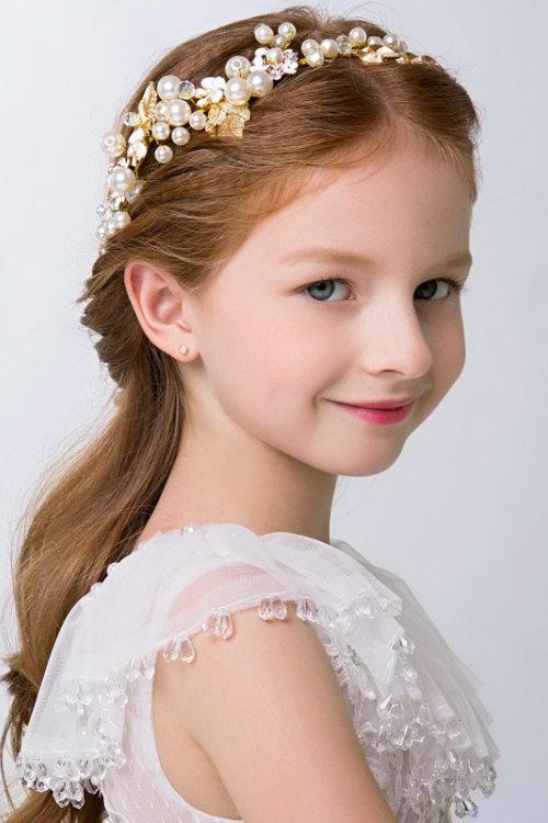 Girls Tiara Headbands Pearl Crystal Bridal Hair Accessories For Girl Wedding Hairbands Handmade Headpiece Hair Ornaments
