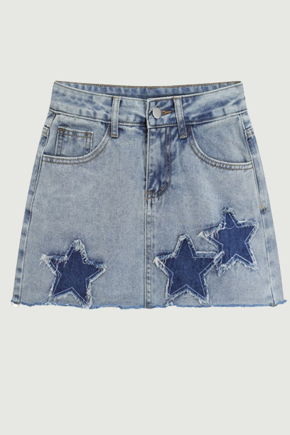 Women's Blue Denim Short Skirt Vintage Skirt Summer Clothes Mini Skirts