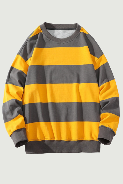 Spring Fall Men Striped Sweatshirt America Style Vintage Long Sleeve Casual Loose Pullovers Unisex School Streetwear Chic Tops