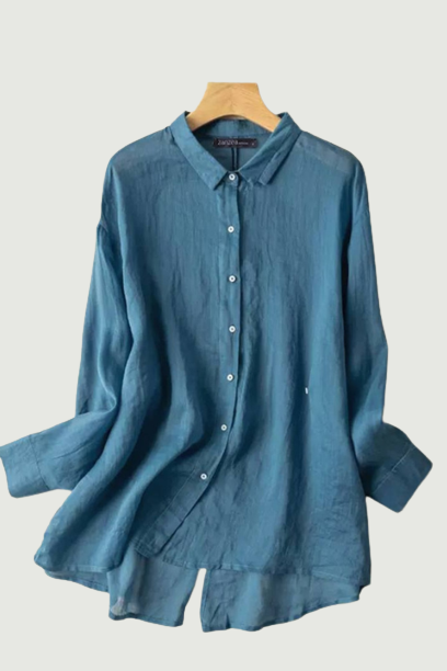 Women Cotton Loose Tops Tunic Casual Solid Lapel Blouse Long Sleeve Shirts Elegant Spring Button Up