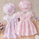 Baby Girl Dress Rose Pink Wedding Birthday Infantil 2-6 Yrs Summer Cap Princess Birthday Xmas Kids Vestidos Toddler Girl Clothes