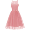 Autumn and Winter sleeveless Chiffon high-end party dress adolescent lace suspender backless waist-back dress