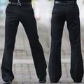 Flared Boot Cut Trousers Men Business Casual Slim Office Meeting Elegant Black Suit Pants