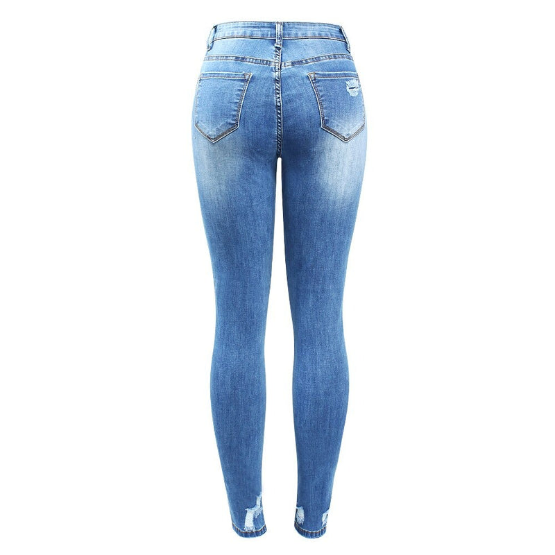 Ripped Jeans Women`s Stretchy Distressed Buttonfly Denim Pants Trousers Jeans For Women