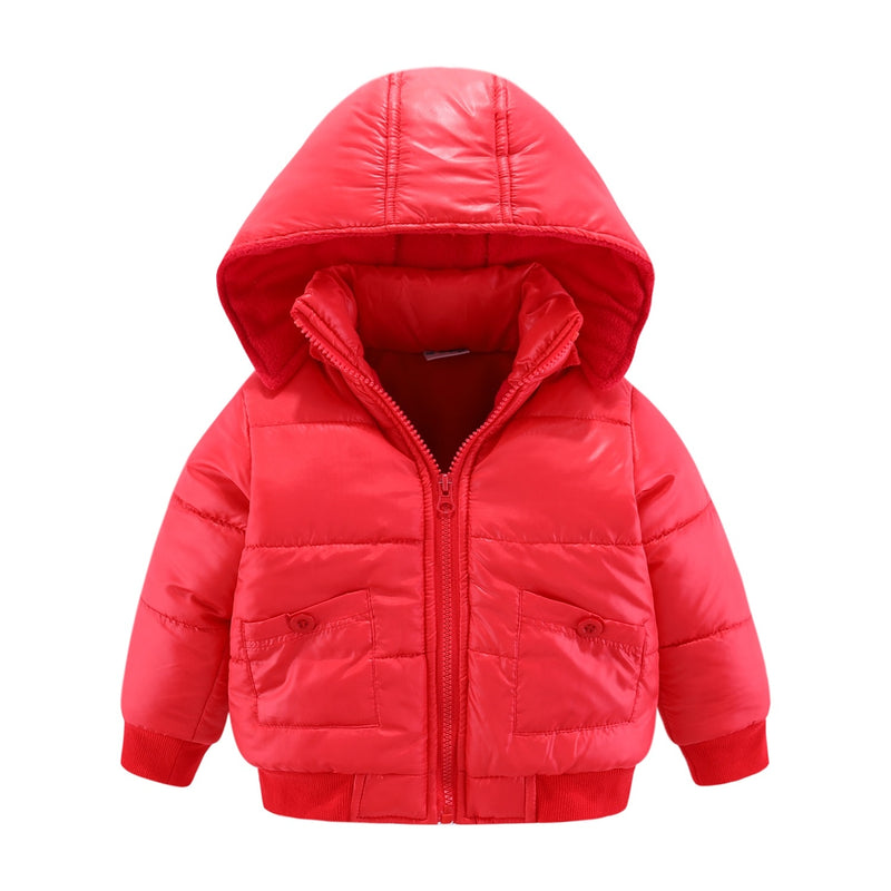 Little Boys Girls Winter Coats Solid Warm Thicken Cotton Removable Hooded Jacket for Kids Clothing Baby Wear