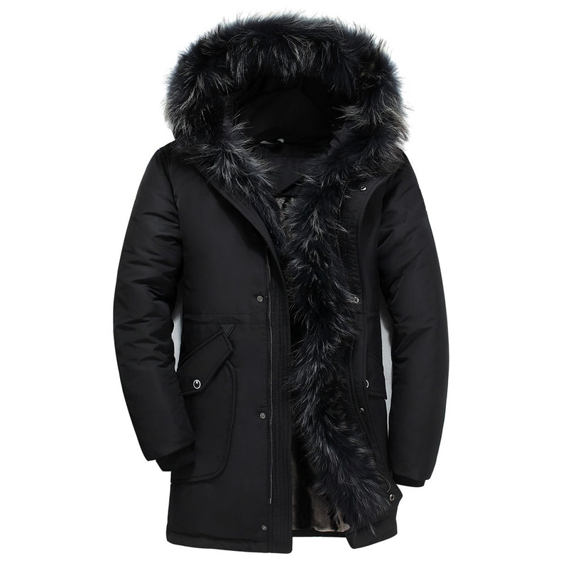 Lovers Thicken Warm Winter Duck Down Jacket Men Fur Collar Parkas Hooded Coat Overcoat Western Male