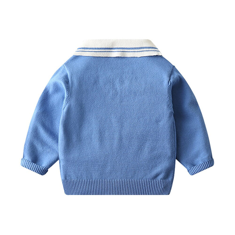 Baby Boys Knitted Sweaters Spring Lightweight Casual Lapel Children Tops Long Sleeve Kids Clothes for Boys
