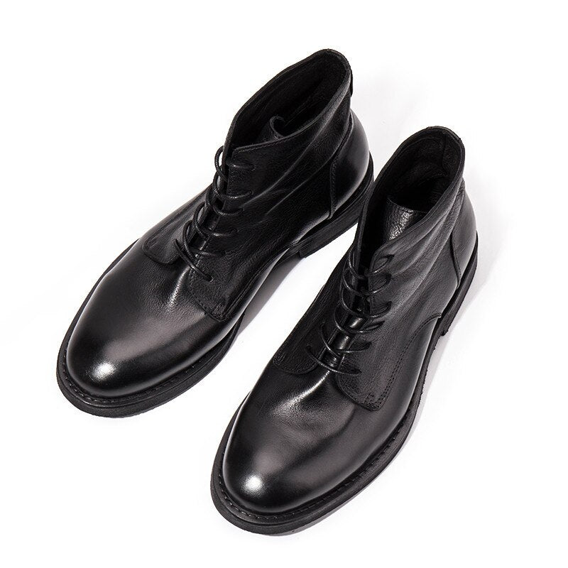 Vintage quality handmade designer leather Boots soft leather trainer knight lace Up Boots