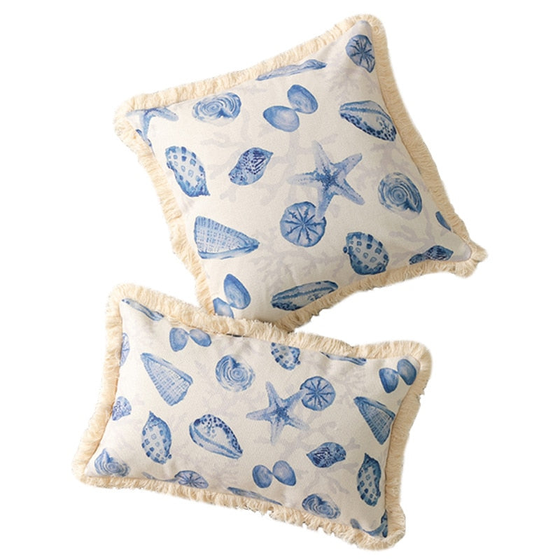 Summer Cushion Cover Starfish Beach Palm Tree Sea Shell Pillow Cover 45x45cm/30x50cm Tassels for home decoration Living Room