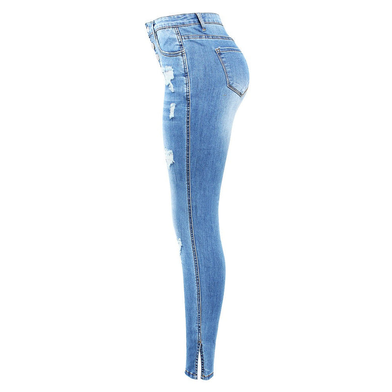 Ripped Jeans Women`s Stretchy Distressed Buttonfly Denim Pants Trousers Jeans For Women