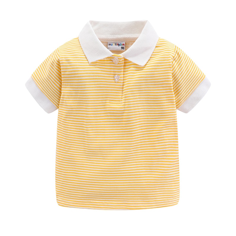 Summer Boys Girls T-Shirts Striped Turn-down Collar Adorable Tops for Kids Clothes Cotton Tees Polo Shirt