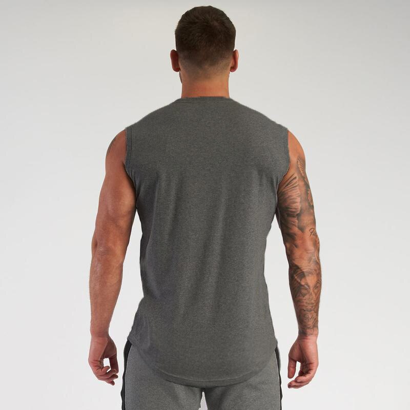 Compression Sleeveless Shirt Gym Clothing Fitness Mens Tank Top Cotton Bodybuilding Stringer Singlet Muscle Vest Workout