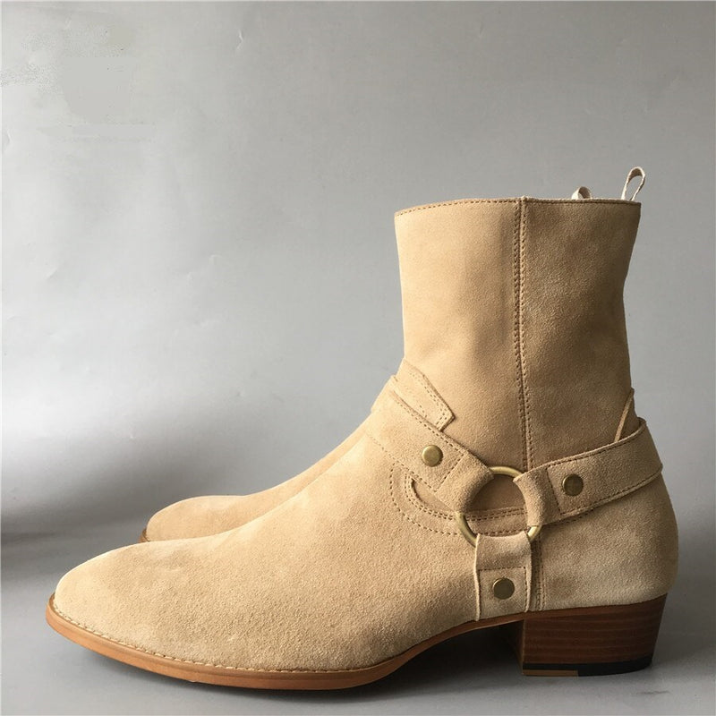 Classical wedge comfortable dress wedding boot Chelsea real suede leather handmade boots