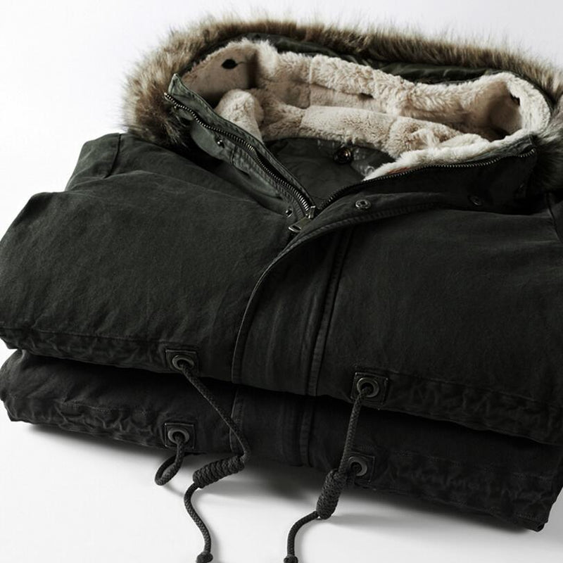 Thick Warm Men Parka Fur Collar Winter Parka Coats High Quality Hooded Windproof Cotton Long Jacket Overcoat