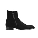 Exclusive Personalized Men Denim Chelsea Boots Zip Pointed Toe Genuine Leather
