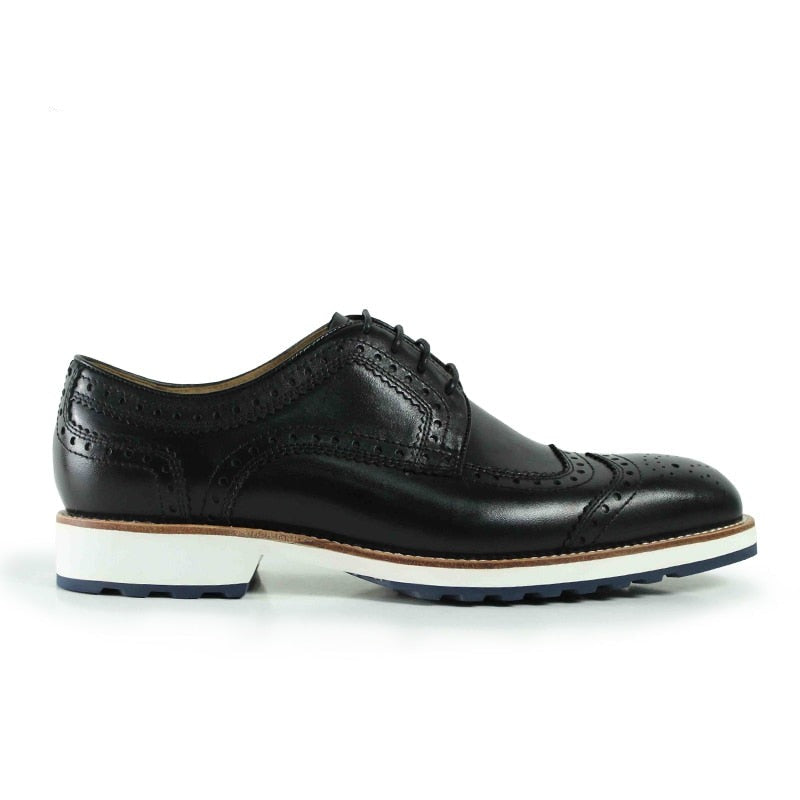 Retro Italian Mens Dress Shoes Pure Leather Lace Formal Derby Wedding Hollow Footwear For Man Male