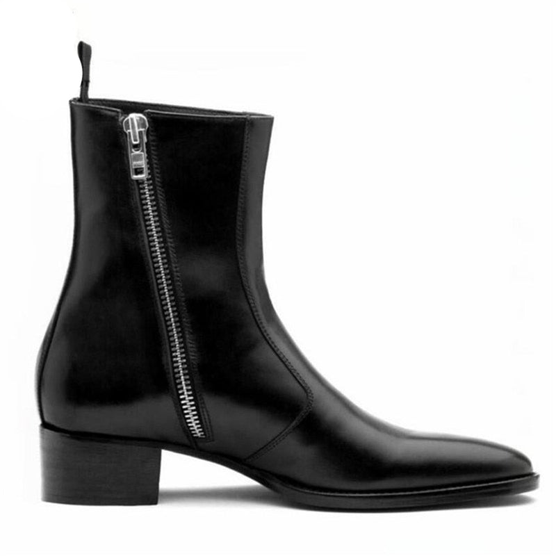 Luxury Genuine Leather High Top Handmade Wedge Harry Men Boots Side Zipper England Bota Chelsea Men Shoes