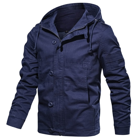 Autumn Hooded Mens Jacket New Mens Military Casual Coat Fashion Slim Fit Male Brand Clothing