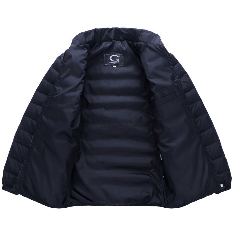 Autumn Winter Thick Warm Down Jackets Casual Stand Collar Slim Portable Parkas White Duck Down Coats Outwear Windbreaker Clothes