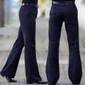 Flared Boot Cut Trousers Men Business Casual Slim Office Meeting Elegant Black Suit Pants