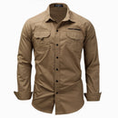 Army Style Khaki Shirts Men Jungle Camping Outdoor Fishing Casual High Quality Pure Cotton Lapel Long Sleeve Male Jackets